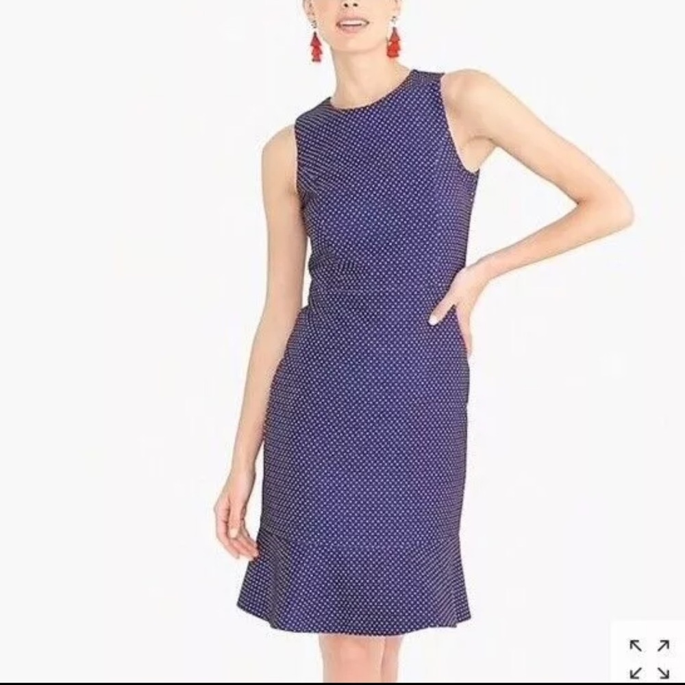 J CREW Navy Blue Polka Dot Fit & Flare Dress Size 8